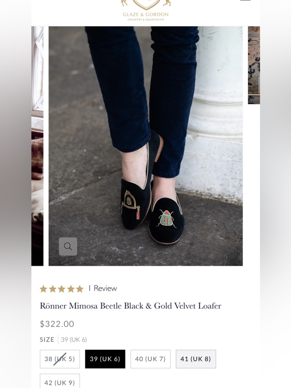 Ronner the Rönner Mimosa Beetle Black & Gold Velvet Loafers retail $322 shoes - Picture 9 of 12